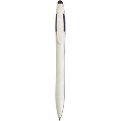 白色/藍色三色扭紋圓珠筆帶觸控筆