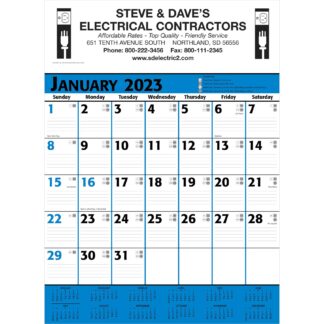 白色/藍色/黑色商業規劃師挂歷