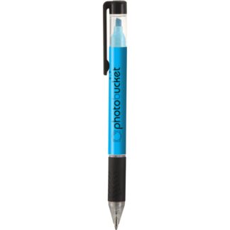 淺藍色雙面筆和熒光筆