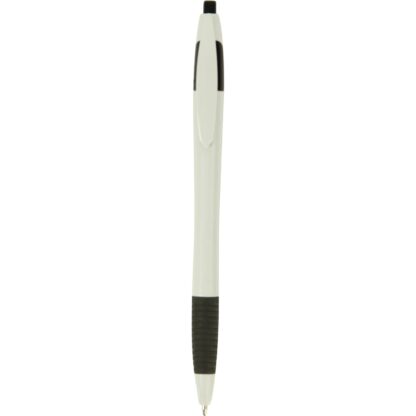 白色帶黑色飾邊橡膠握筆簡易筆
