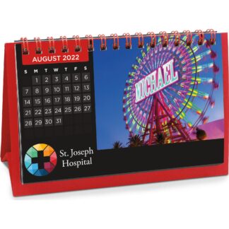 帶有圖像個性化的紅色翻轉日曆