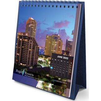 帶有圖像個性化的藍色翻轉日曆