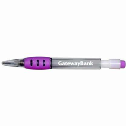 透明灰色/紫色迷你可再填充機械鉛筆，帶橡膠握把