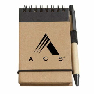 棕褐色/黑色再生記事本帶筆