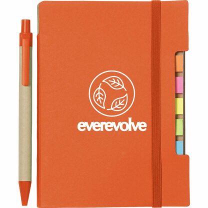 橙色再生粘滯筆記本帶筆
