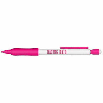 白色/粉色可填充機械鉛筆，帶橡膠握把