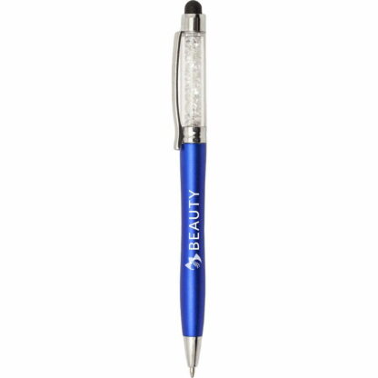 藍色/透明細長水晶筆帶手寫筆