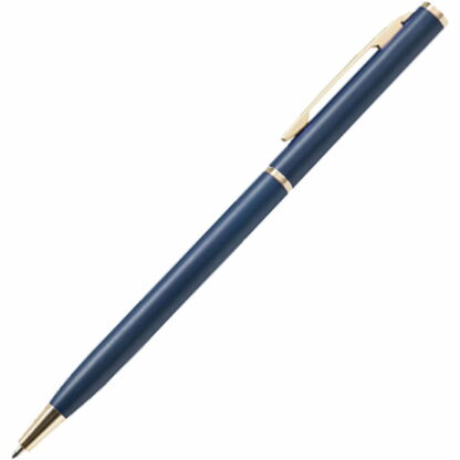 帶有金色口音的藍色超薄金屬筆