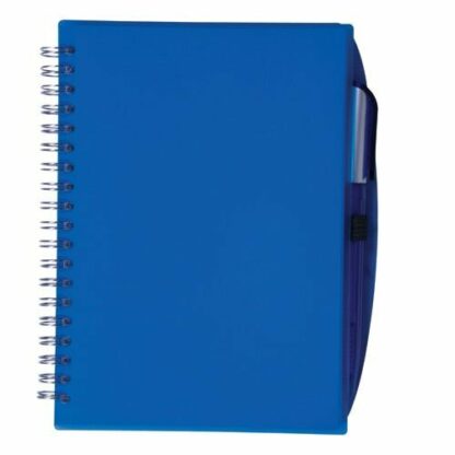 帶筆的半透明藍色筆記本