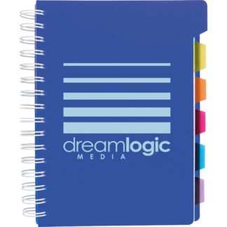 帶標籤的藍色螺旋筆記本