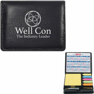 帶有日曆和筆的便簽黑色皮革外觀案例