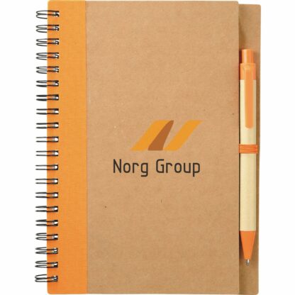 棕褐色/橙色生態筆記本和筆