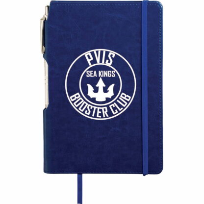 海軍藍中提琴筆記本帶金屬筆