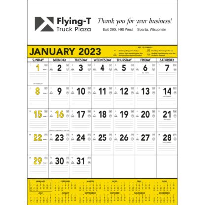 白色/黃色黃色和黑色承包商備忘錄日曆